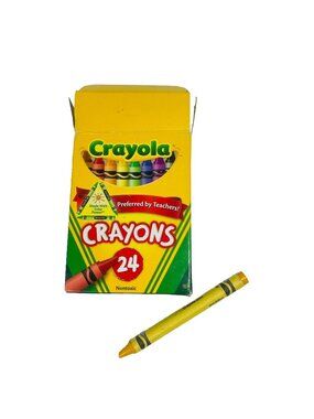Crayola Crayon Box 24 Colors  Retired Dandelion 2010 Made With Solar Power USED
